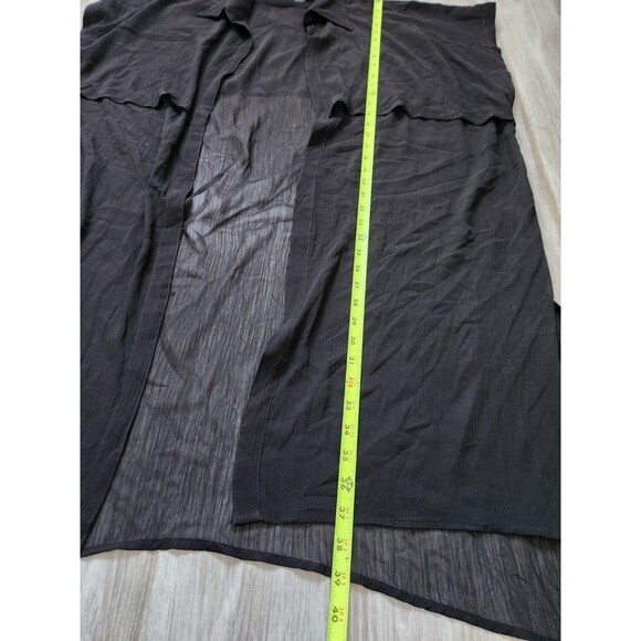 Steve Madden Gauze Mid Length Kimono Cover-up Black Collared Sheer OS EUC - Picture 6 of 8